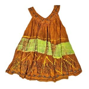 Vintage Tie Dye Batik Flowy Hippie Tunic Top